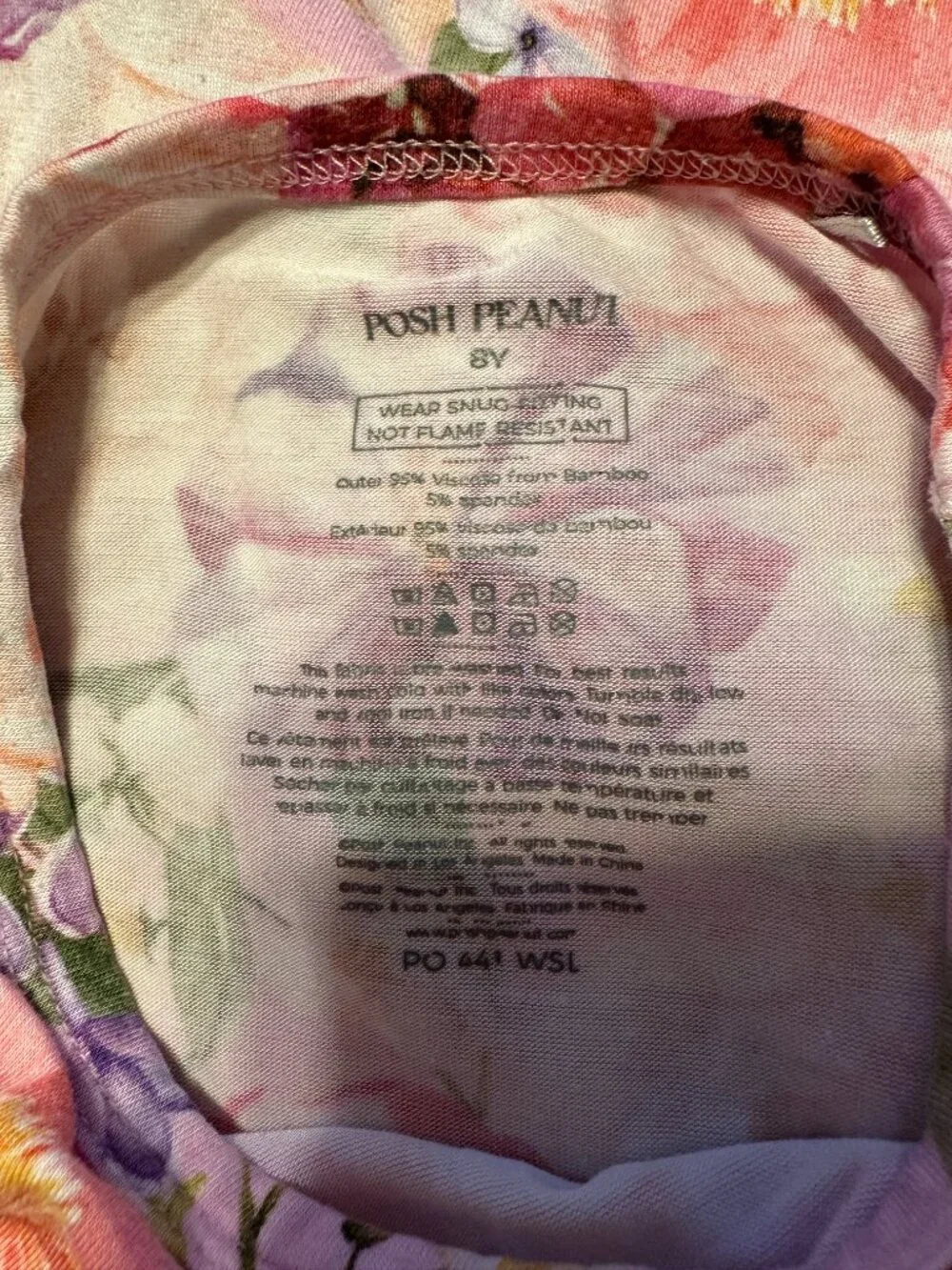 Posh Peanut Bamboo Floral Hydrangea Rose Pajama Top Girls 8Y Soft Lounge